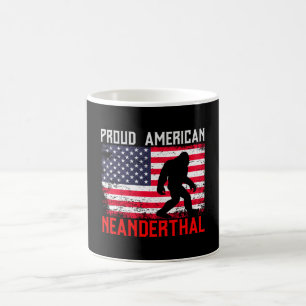 Caneca De Café Neandertal Americano Orgulhoso Pavilhão EUA e Pé