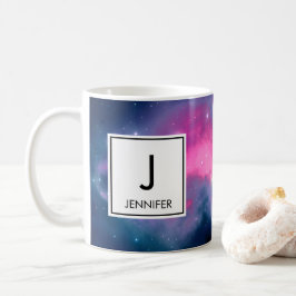 Caneca De Café Nebulosa da Galáxia Rosa e Azul e Abstrato das Est