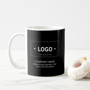 Caneca De Café Negócios de Logo Personalizado Preto Simples Moder