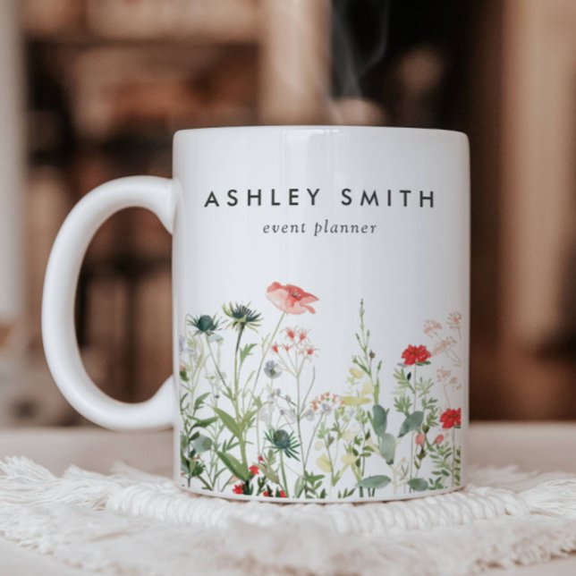 Caneca De Café Negócios de Prados de Flores Silvestres (Criador carregado)