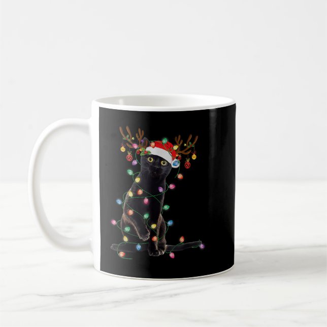 Caneca De Café Negra Negra Negra Negra Luzes De Natal Engraçadas  (Esquerda)