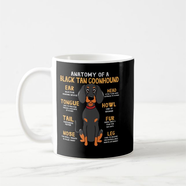 Caneca De Café Negra Tan Coonhound Anatomia Engraçado Cachorro Mã (Esquerda)