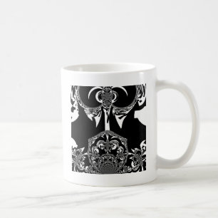 Caneca De Café Neo-Barroco Noir Abstrato Minimalista Designer Pre