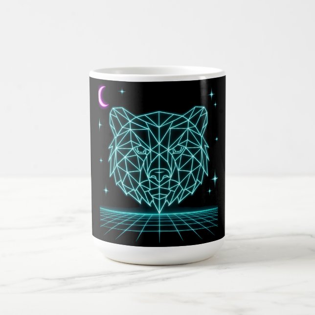 Caneca De Café Neon Bear Synthwave - Fera da Floresta Retro (Centro)