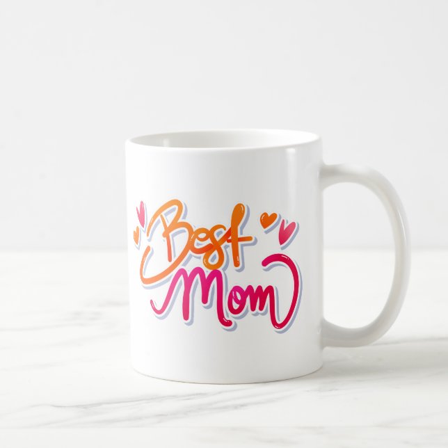 Caneca De Café Neon Best Mãe Texto de Grafite com Corações (Direita)
