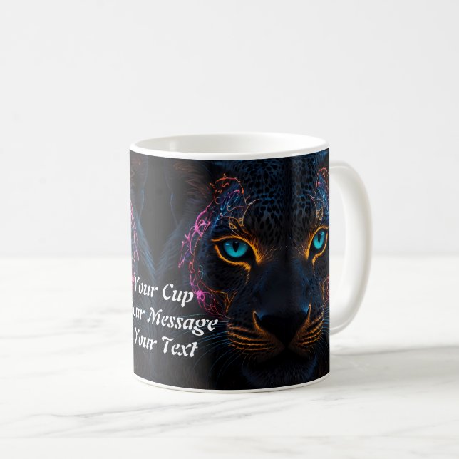 Caneca De Café Neon Black Leopard (Frente Esquerda)