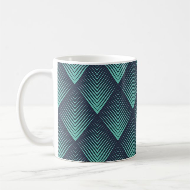 Caneca De Café Neon Blue Op-Art Chevron. (Esquerda)