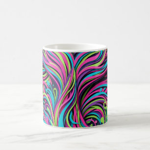Caneca de Café Neon Cauda de Baleia Abstrata Vibra