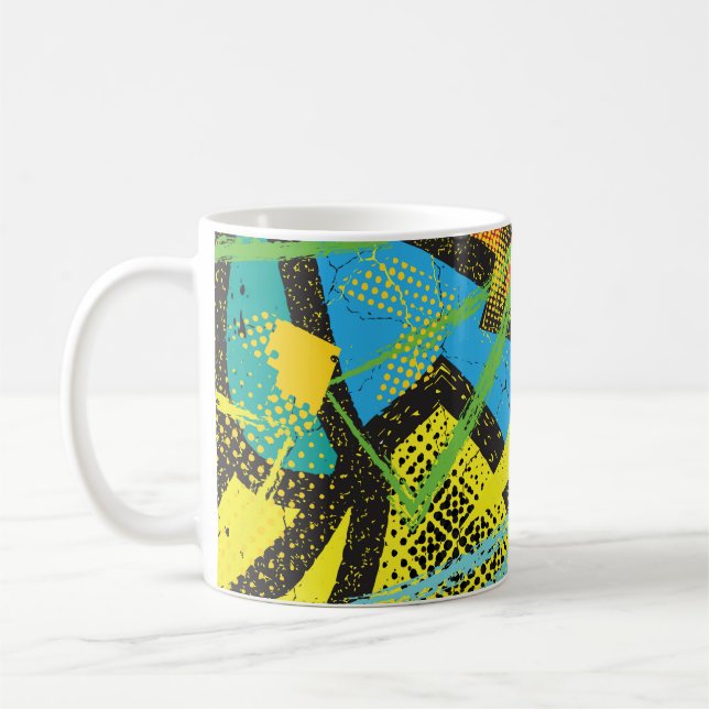 Caneca De Café Néon Chaótico: Padrão de Grafite Abstrato. (Esquerda)