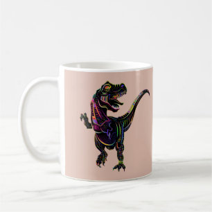 Caneca De Café Neon Coloração Tyrannosaurus Rex Dinossaur