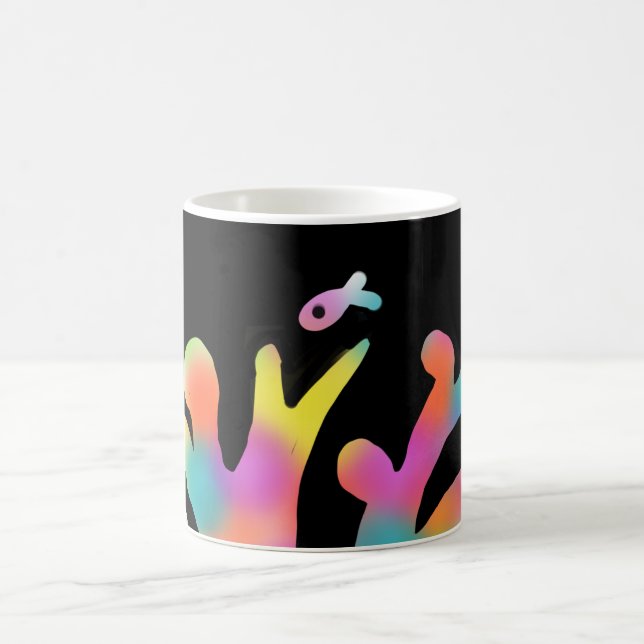 Caneca De Café Neon coral and fish (Centro)