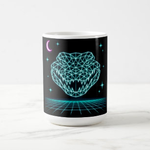 Caneca De Café Neon Crocodilo Synthwave - Rei do Pântano Retro