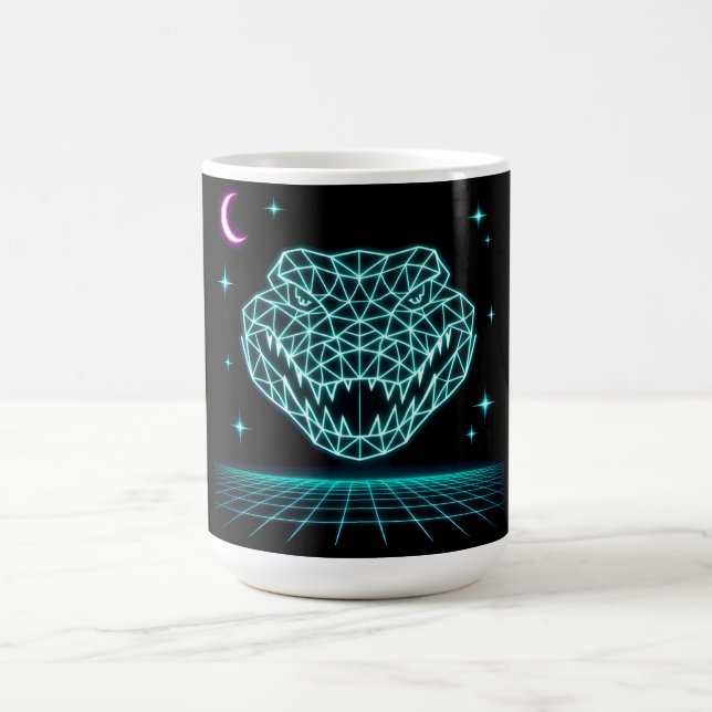Caneca De Café Neon Crocodilo Synthwave - Rei do Pântano Retro (Centro)