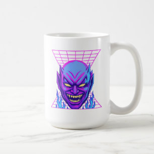 Caneca De Café Neon Devil Synthwave Demon Head Retro Horror
