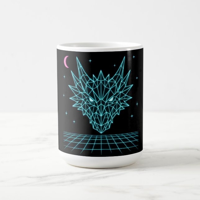 Caneca De Café Neon Dragão Synthwave – Fera de Fogo Retro (Centro)