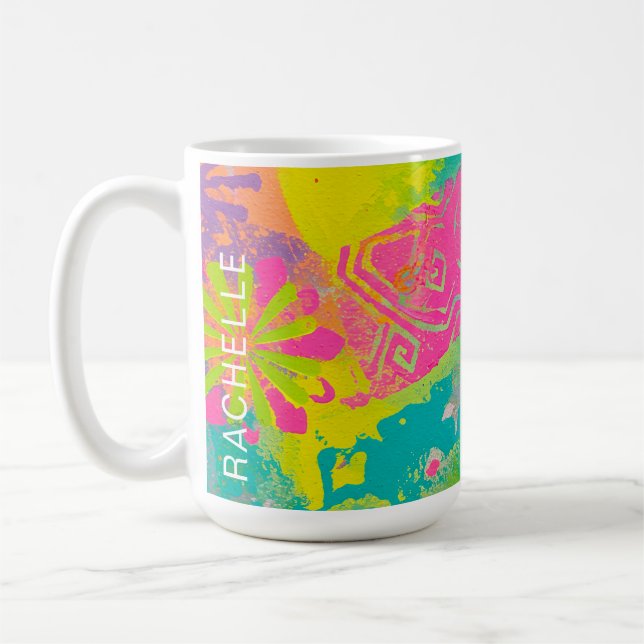 Caneca De Café Neon Dreams Abstrato (Esquerda)