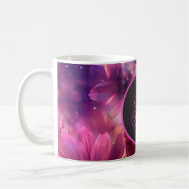Caneca De Café Neon Floral Patterno com Monograma