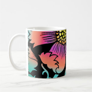 Caneca De Café Neon Flowers