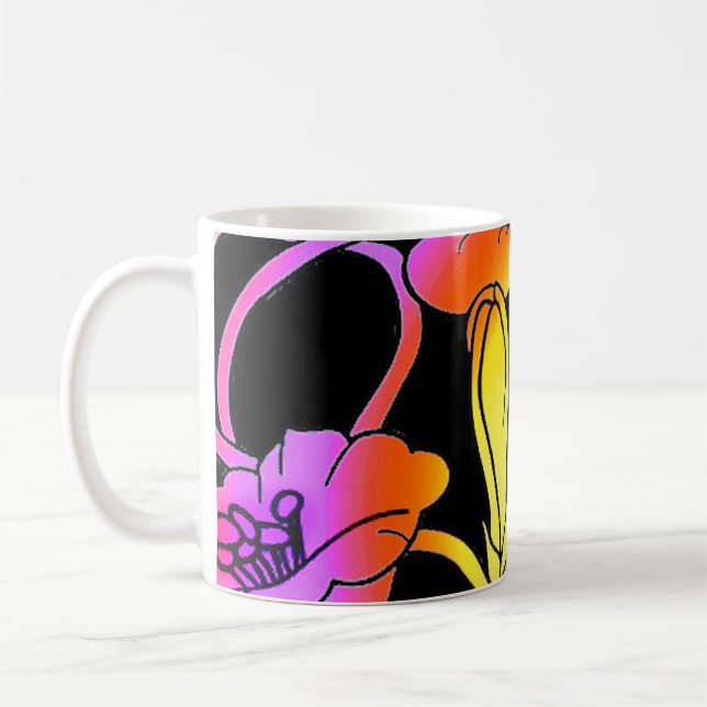 Caneca De Café Neon Flowers (Esquerda)