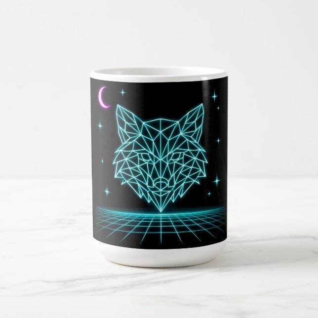 Caneca De Café Neon Fox Synthwave - Caçador Elétrico Retrô (Centro)