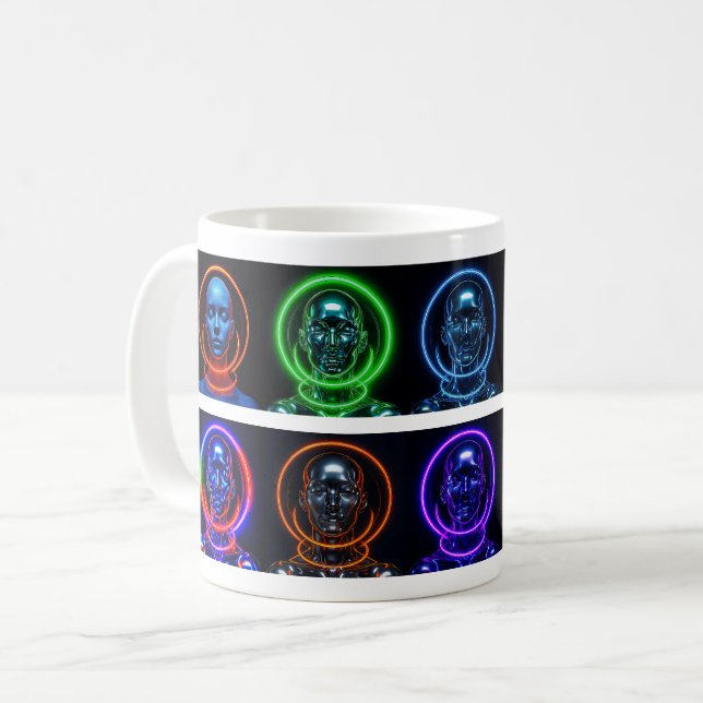 Caneca De Café Neon Futurist Robot (Frente Esquerda)