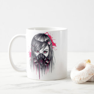 Caneca De Café Neon Gas Mask Girl