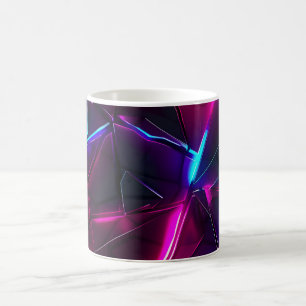 Caneca De Café Neon Geométrico Abstrato Futurista Cyberpunk