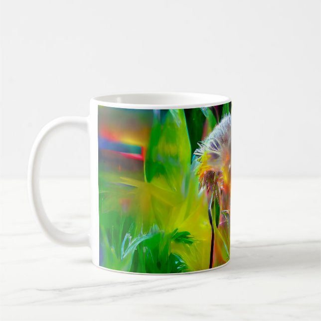 Caneca De Café Neon Glow Dandelions no Dream Garden (Esquerda)