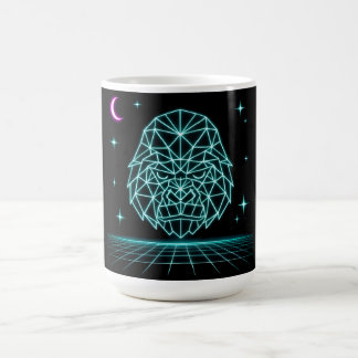 Caneca De Café Neon Gorilla Synthwave - Fera de Poder Retrô