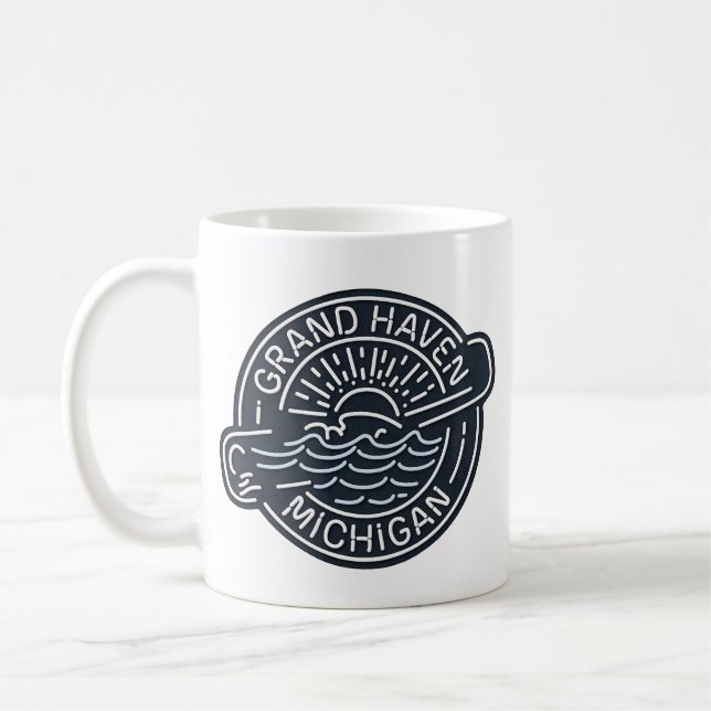 Caneca De Café Neon Grand Haven Michigan (Esquerda)
