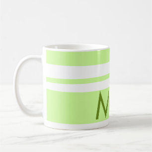 Caneca De Café Neon green stripes monograma com letra grega