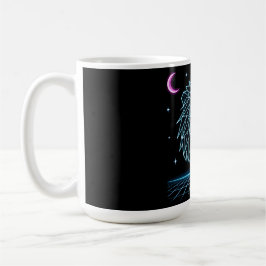 Caneca De Café Neon Lion Synthwave - Rei Predador Retro