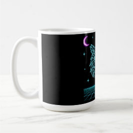 Caneca De Café Neon Owl Synthwave - Vigia Noturno Retro