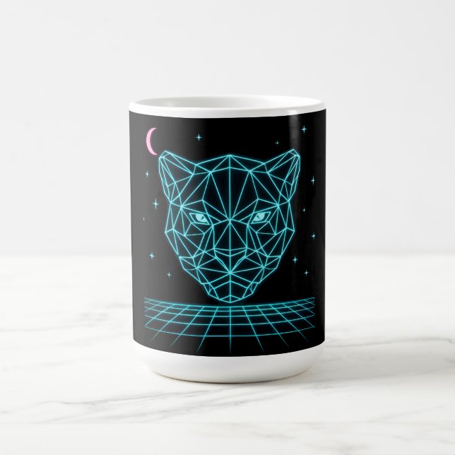 Caneca De Café Neon Panther - Synthwave Elétrico Sombrio (Centro)