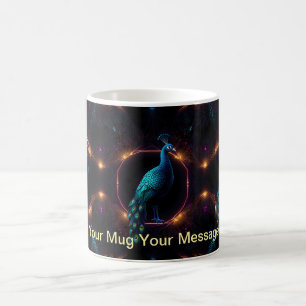 Caneca De Café Neon Peacock Elegance