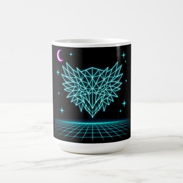 Caneca De Café Neon Phoenix Synthwave - Fogo Retro Ascendente (Centro)