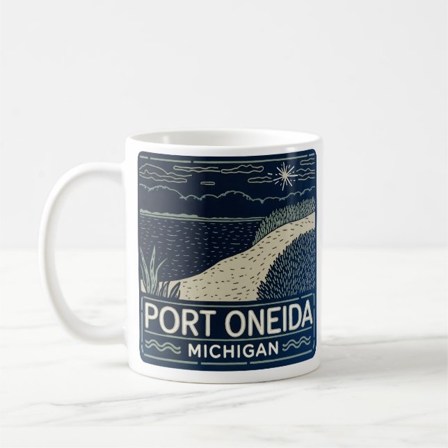 Caneca De Café Neon Port Oneida Michigan (Esquerda)