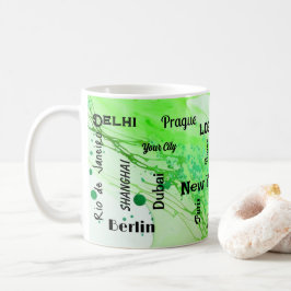 Caneca De Café neon primavera verde marble swirl Mega cidade