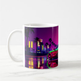Caneca De Café Neon Racer Mug - 80s Carro Esportivo Retro-Futurís