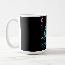 Caneca De Café Neon Shark Synthwave - Predador do Oceano Retro