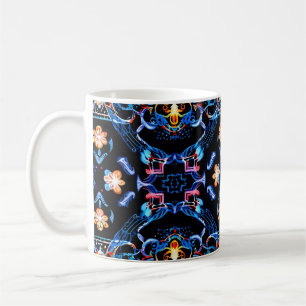 Caneca De Café Neon Starburst Kaleidoscope