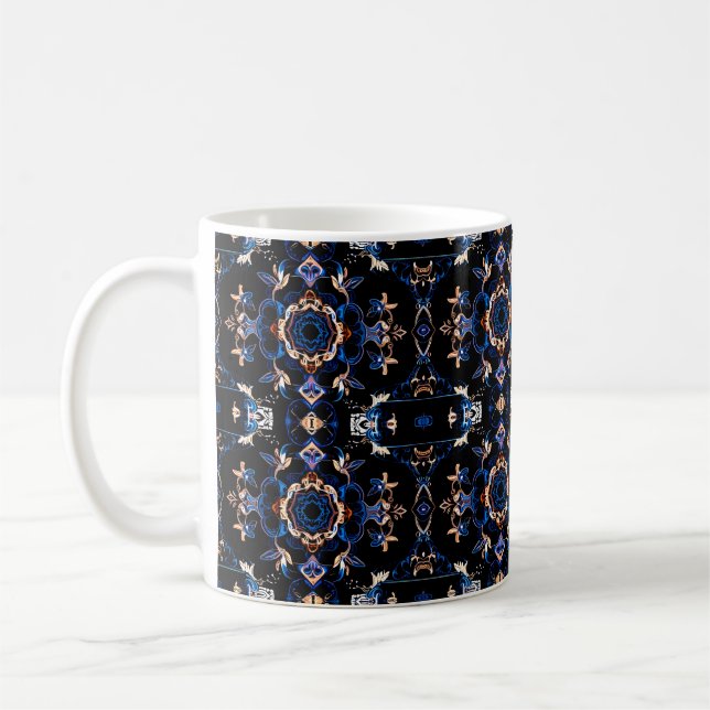 Caneca De Café Neon Starburst Kaleidoscope (Esquerda)