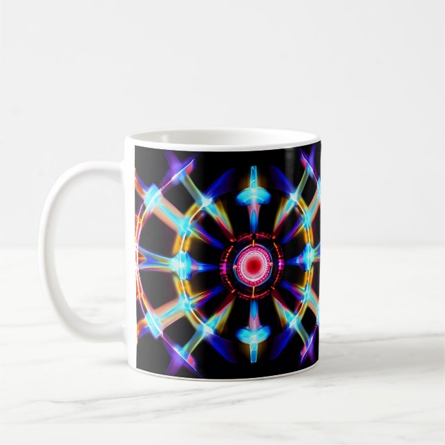 Caneca De Café Neon Starburst Kaleidoscope (Esquerda)