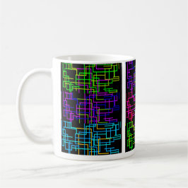 Caneca De Café Neon Tech Pattern