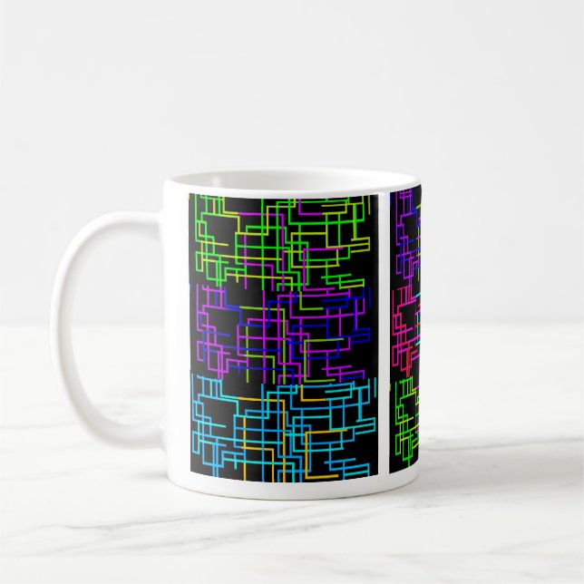 Caneca De Café Neon Tech Pattern (Esquerda)