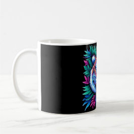 Caneca De Café Neon Tiger e folhas da selva