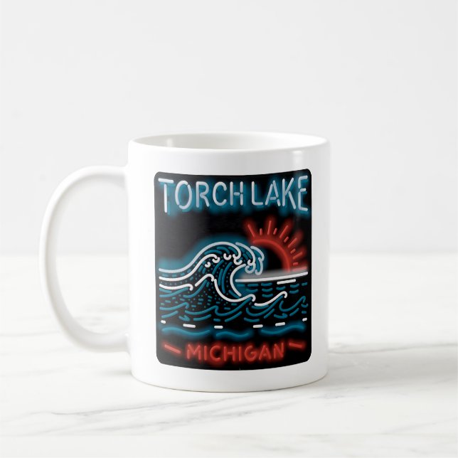 Caneca De Café Neon Torch Lake Michigan (Esquerda)