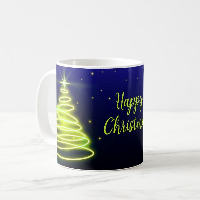 Caneca De Café Neon Tree Happy Christmas Tree Mug (Frente Esquerda)