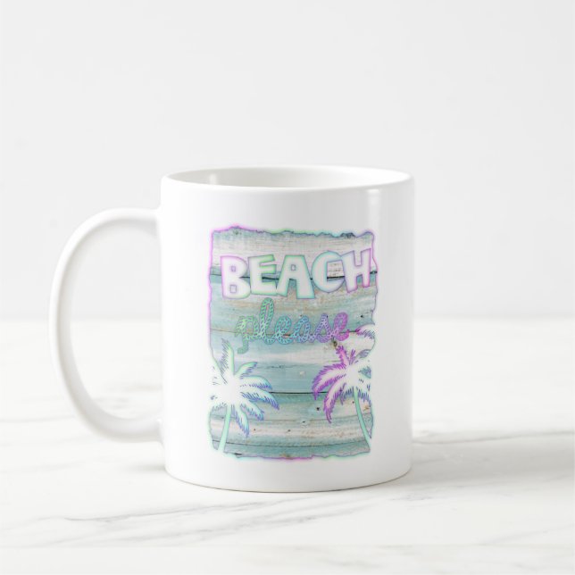 Caneca De Café Neon Tropical Beach Wood Vacing Palm Trees (Esquerda)