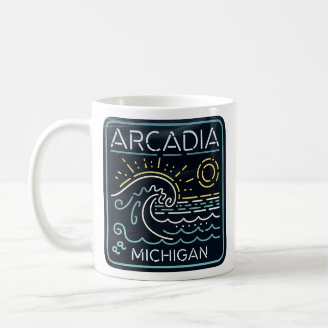 Caneca De Café Neon Wave Arcadia Michigan (Esquerda)
